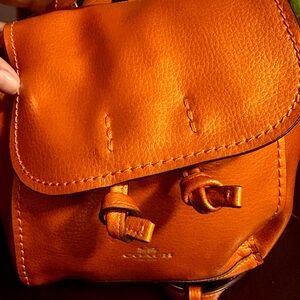 Coach Small Vibrant Orange Leather Backpack NWOT